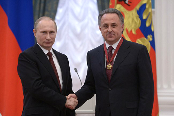 Vladimir Putin with his sports minister Vitaly Mutko